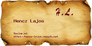 Hencz Lajos névjegykártya